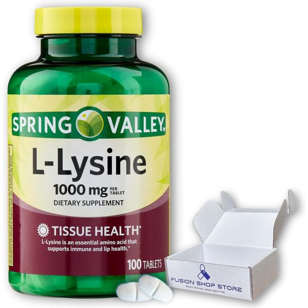 히알루론산 콜라겐 <b>피부 탄력</b> <b>스프링 밸리</b> l라이신 1000mg 100정(1팩) 퓨전 샵 스토어에서 박스 포장