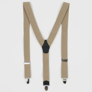 남성용 멜빵끈 베이지 멜빵 벨트 집게 서스펜더 코디