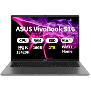 (오늘출발)(3종선물) ASUS 비보북 S16 S3607VA-RP048W WIN11 16GB 2TB 마우스+액정필름+키스킨 DERW