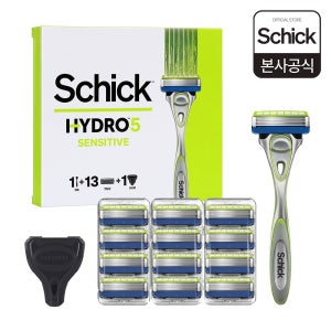 쉬크 하이드로 5중날 면도기 센서티브 핸들1개+날13개+커버 기획팩