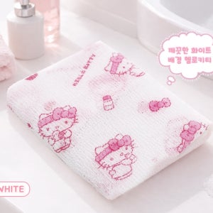 산리오 바디클렌징 샤워타월 헬로키티 화이트