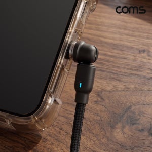 COMS USB to C타입 1M 마그네틱 자석 180도 회전 LED 충전 선 케이블 BF767
