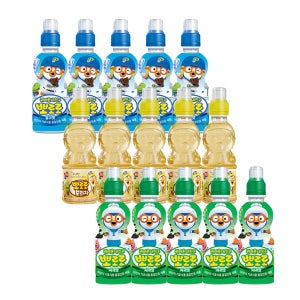 뽀로로 음료수 235ml 밀크맛+보리차 (220ml)+사과맛 각5개씩 총15개 어린이주스