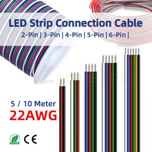 5/10 미터 22 AWG 2Pin 3Pin 4Pin 5Pin 전자 케이블 6Pin 연장