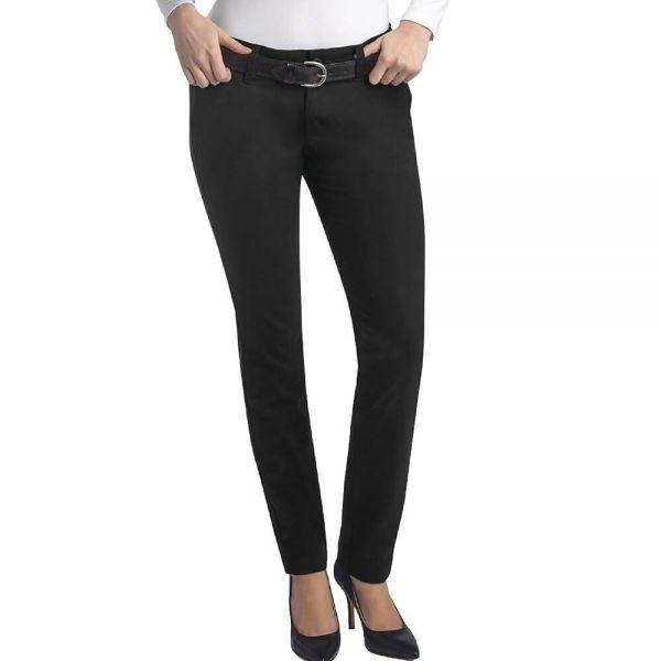 Dickies 여성용 미드 라이즈, 스키니 스트레치 트윌 팬츠, Rinsed Black