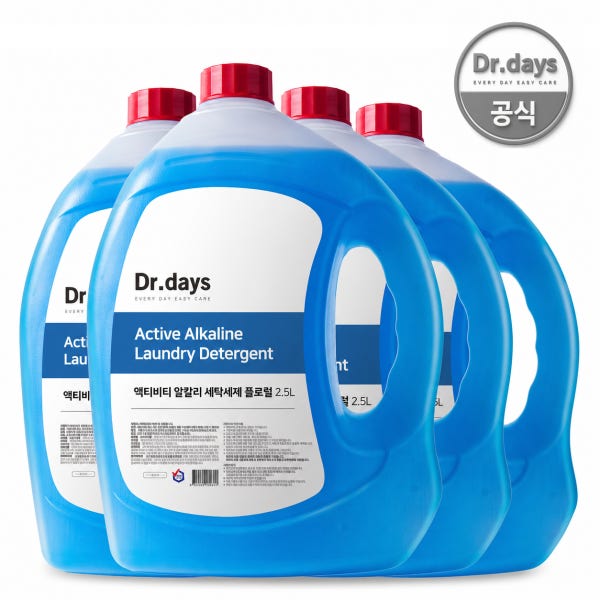 알칼리 세탁세제 플로럴 2.5L 4개 액체 빨래 쉰내 쉰냄새 제거 대용량 일반 드럼