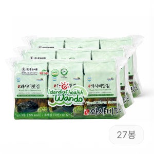 흥일식품 와사비맛 도시락김 맛있는 명품 완도김 9봉 45g, 3개