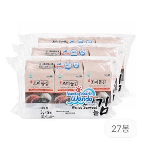 흥일식품 돌김 도시락김 맛있는 명품 완도김 9봉 45g, 3개