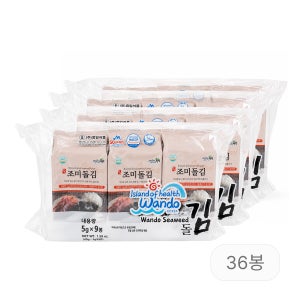 흥일식품 돌김 도시락김 맛있는 명품 완도김 9봉 45g, 4개