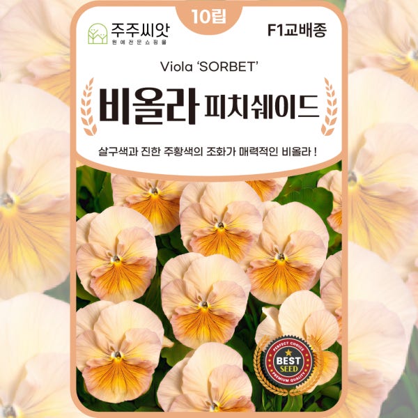 비올라씨앗 10립 피치쉐이드 키작은 꽃씨 몰 봄 가을 파종 팬지 제비꽃 씨앗 종자 씨