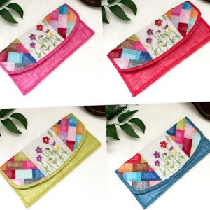 전통 여성 장지갑 조각보 모시 장지갑 꽃무늬 통장