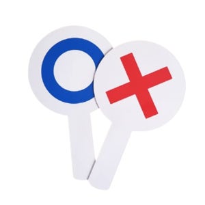 화이트 OX 팻말 워크샵 골든벨 퀴즈 게임 오엑스 푯말 24cm 2개