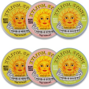 자일리톨스톤 과일 맛 3종(딸기 레몬 청포도) 70g, 6개