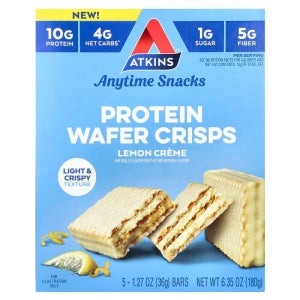 Atkins 언제든 즐길 수 있는 스낵 프로틴 웨이퍼 크리스프 레몬 크림 바 5개 각
