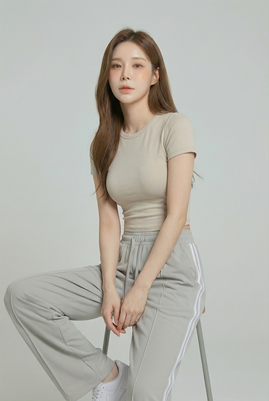 여성 루즈핏 밴딩 와이드 트레이닝 팬츠 투라인 스트링 츄리닝 바지