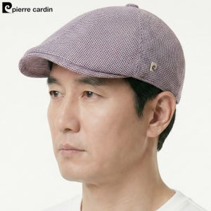 피에르가르뎅 헌팅캡 린넨 클래식 도트체크 여름 중년남성 모자 할아버지 도리구찌 시원한 망사