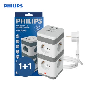 1+1 필립스 고용량 파워 타워탭 멀티탭 8구 USB C타입 A타입 3M