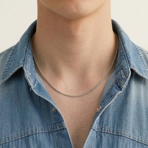 1+1 남자목걸이 은목걸이 실버 베이직 꽈배기 뱀줄 체인 40cm 50cm 60cm