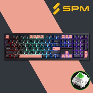 SPM PL108W 아라 무선 기계식 키보드 블랙, 몽돌 화이트축