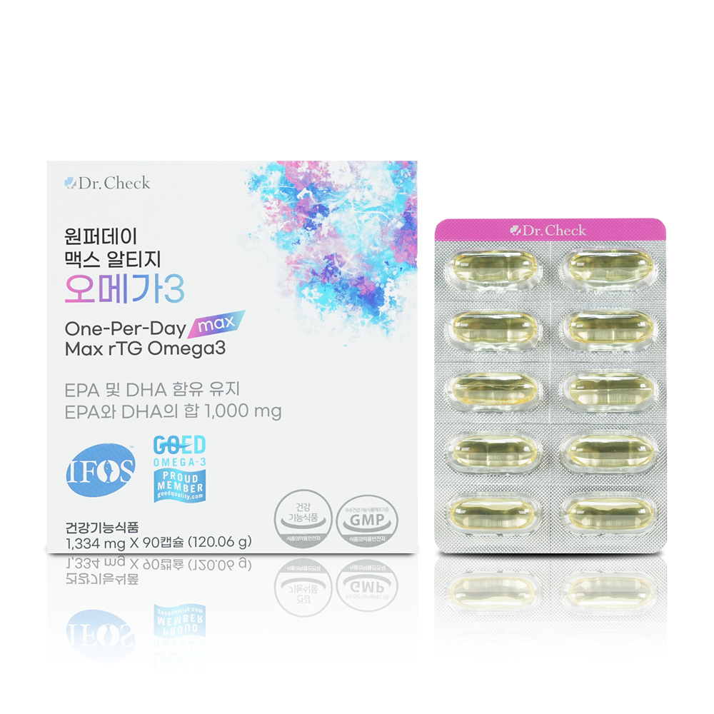 <b>닥터체크</b> 원퍼데이 맥스 알티지 오메가3 90캡슐 EPA 및 DHA 함유