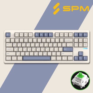 SPM PL87W 유무선 기계식 키보드 베이지, 몽돌 화이트축