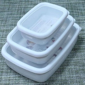 낮은 법랑 밀폐찬통 3단 세트 반찬통 냉장고 정리 보관 용기 다용도