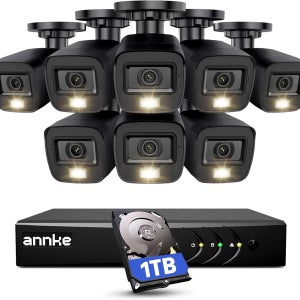ANKE 3K 라이트 유선 카메라 시스템 실외 AI 사람/차량 감지 기능 8CH H265+ DVR 스마트 듀얼 컬러 비전 TB 하드 드라이브를 갖춘 920TVL 2MP 가정용 8대