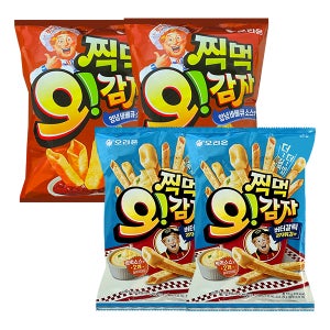 오리온 찍먹 오감자 2종 (양념바베큐소스맛 136g+버터갈릭감자튀김맛 115g 각 2개)