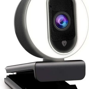 Go N680E 080P 웹캠 링 라이트 프라이버시 커버 및 듀얼 마이크 자동 초점 조절 가능한 밝기 Skype 페이스타임용 스트리밍 웹 카메라 Webcam with Light