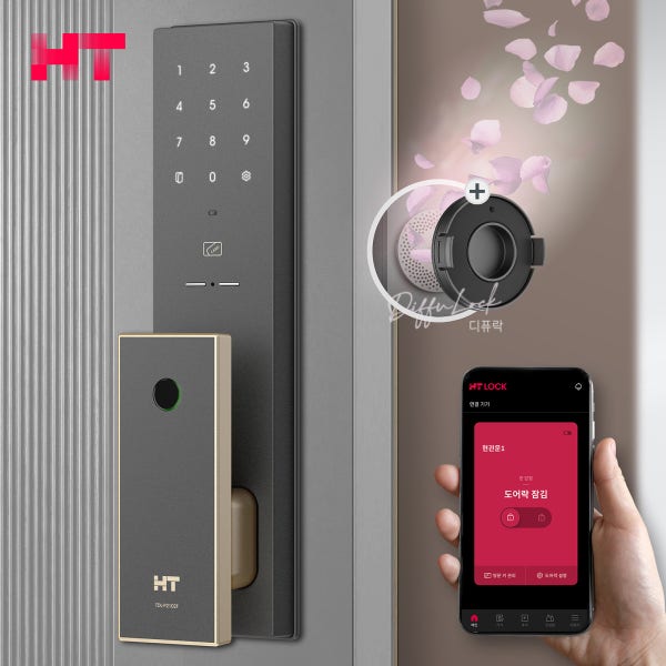 현대HT IoT 지문인식 무타공 푸시풀 현관문 도어락 번호키 설치 TDL-P2102F 디퓨락