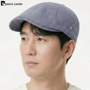 피에르가르뎅 헌팅캡 린넨 클래식 도트체크 여름용 중년남성 할아버지 시원한 망사 도리구찌