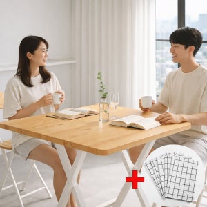 하이퍼랙 E0등급 업그레이드 무조립 안전한 접이식식탁 식탁보세트