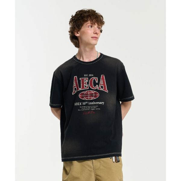 7월 10일 도착예정 AECA HERITAGE GLOBE LOGO HALF SLEEVE TEE-BLACK