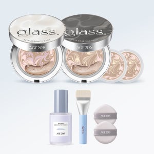 에이지투웨니스 스킨 퍼스트 에그 이븐 프렙 에센스30ml (SPF 30)+ 글래스 스킨 에센스 팩트 12.5g 본품X2+리필X2 (SPF50+) 2종 세트