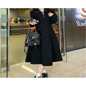 롱 원피스 카라넥 플레어 편안한 하체커버 심플한 꾸안꾸