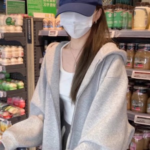 그레이 여성 후드집업 봄 여름용 캐주얼 커플 스타일 루즈핏 긴팔 티셔츠