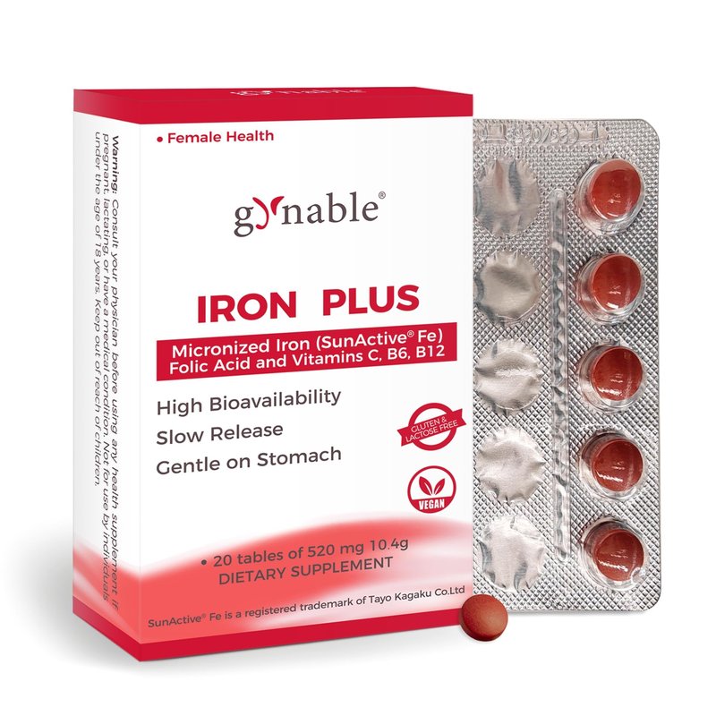 Gentle Iron 여성 빈혈 영양제 엽산 비타민C B12 B6 함유 18mg 20정