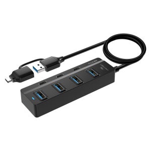 USB-A USB-C 7포트 무전원 케이블일체형 USB 허브