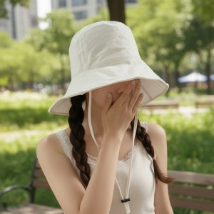 가벼운 여름모자 와이어 턱끈 버킷햇 바캉스 여행 산책 캠핑 와이드챙 벙거지 모자