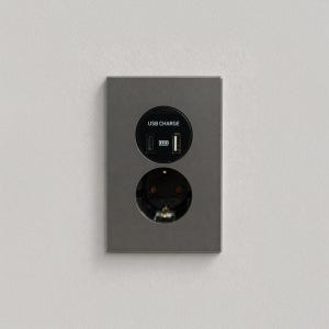 틸인스 USB 고속충전 C타입 2포트 1구 메탈그레이 벽 매입 빌트인 콘센트