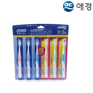 에이10 스토어 애경 2080 소프트터치 칫솔 6개입 혼합 이중미세모 부드러운칫솔