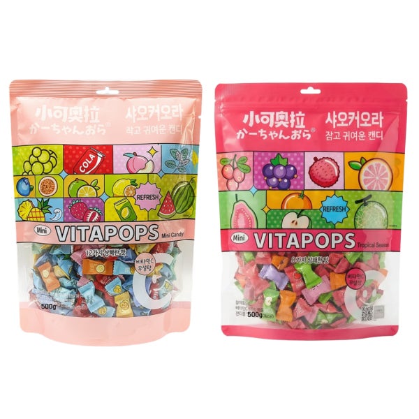 1+1 500g 샤오커오라 캔디 사탕 콜라보 무설탕 과일 민트 개별포장 알사탕