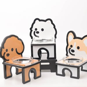 오피오 강아지 밥그릇 물그릇 식기 1구 2구 식탁 세트 높이조절