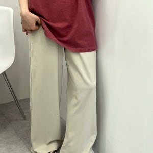 루벤 와이드핏 코튼 후들 여름 밴딩 팬츠 (연베이지 네이비)
