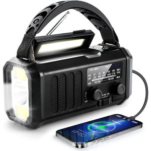 수동식 크랭크라디오 10000mah 자가발전 태양광 충전