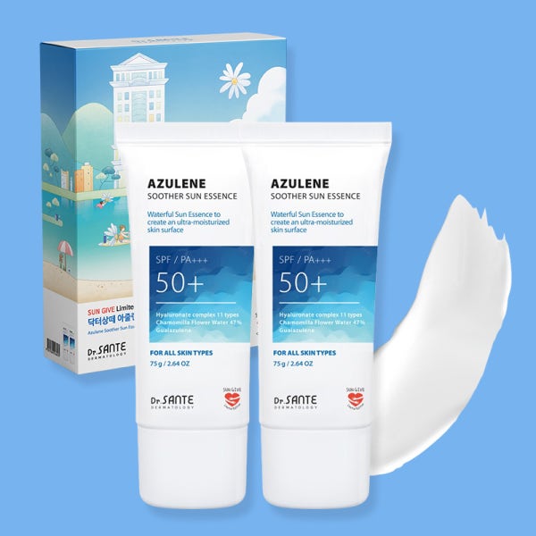 [8월행사]1+1 상떼 선크림 수더 선에센스 듀오세트 자외선차단제 75ml+S1-4번들셋