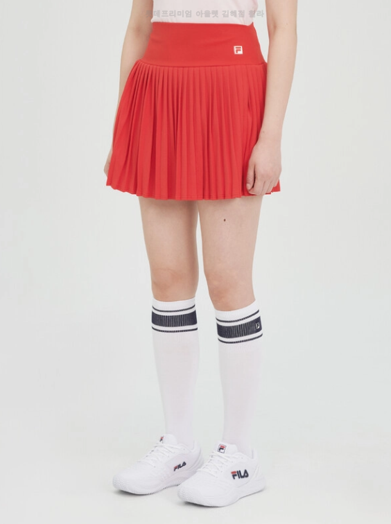 휠라 여성 테니스 하이라이즈 플리츠 스커트 RED FS2SKH2351F