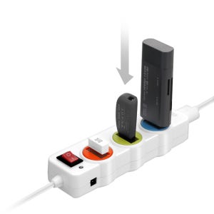 4구 USB 포트 길이 1m 자동 인식 온 오프 전원 USB 연결 허브