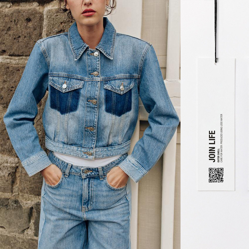 ZARA 자라 청자켓 Z1975 콤비네이션 크롭 데님 재킷