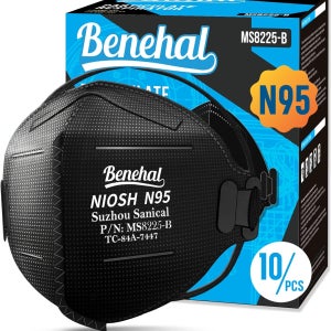 베네할 NH 승인 N95 마스크 미립자 0 팩 개별 포장 검은색 10 Count (Pack of 1)